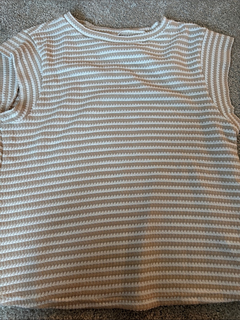 Striped Sleeveless Knit Top in Cream and Tan